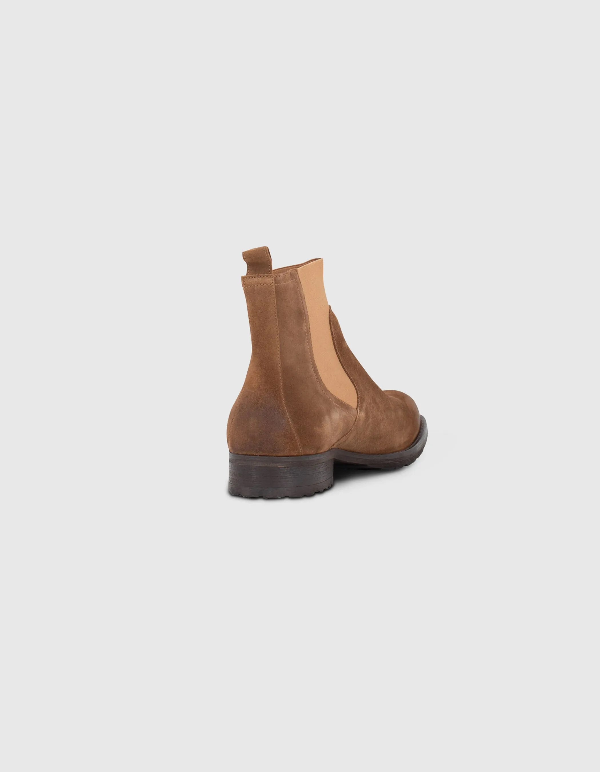 Chelsea boots tabac en cuir velours Homme