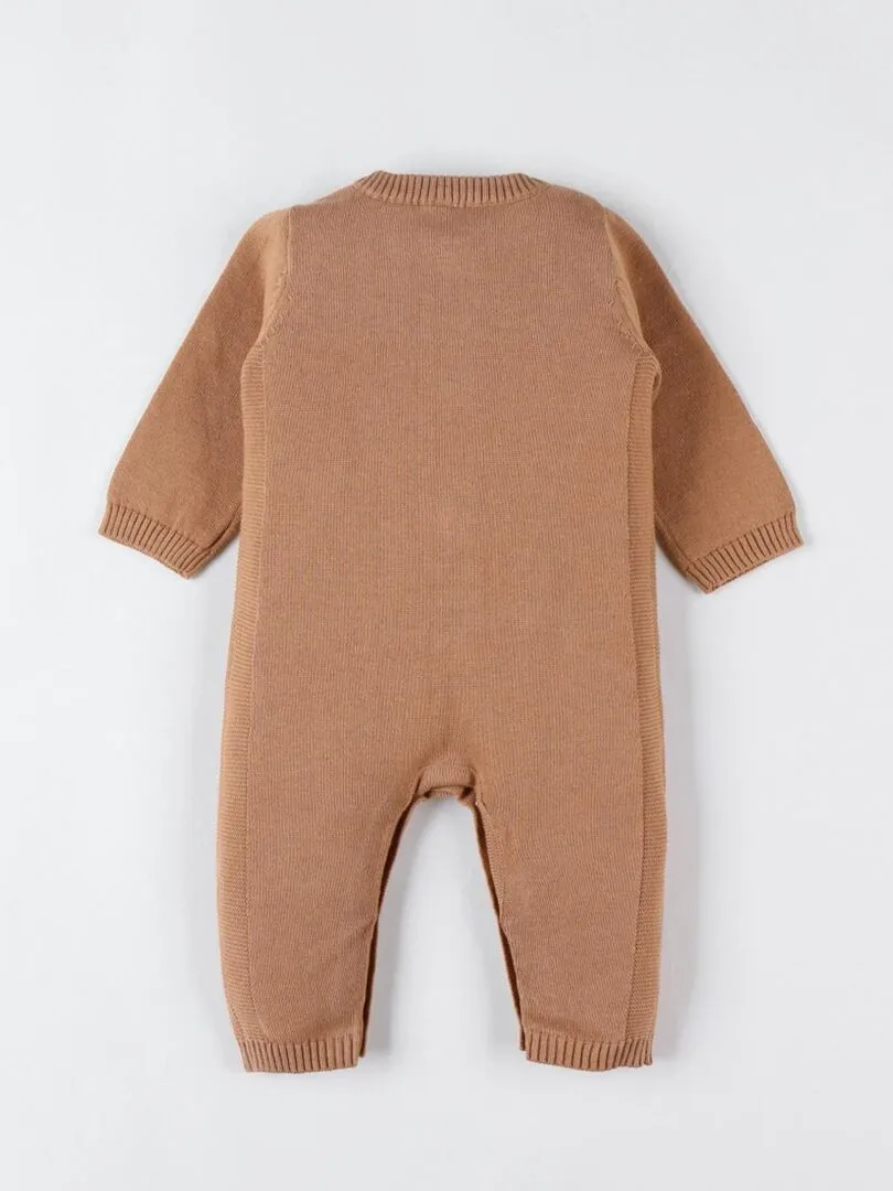 Combinaison en tricot bio fin, caramel Noukie's - Marron