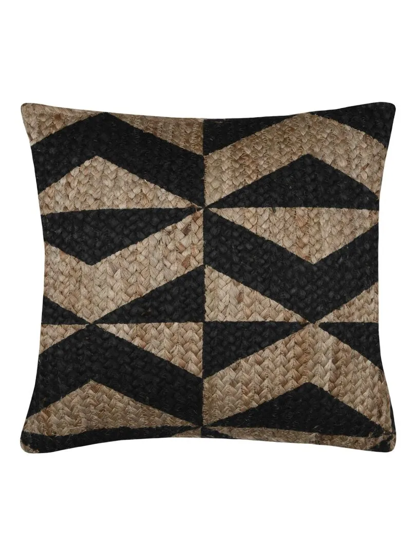 Coussin en jute au style ethnique - Noir