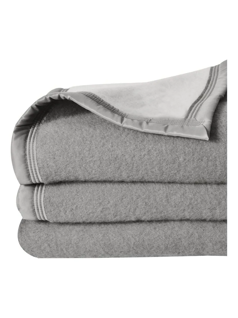 Couverture  laine Woolmark double face - gris anthracite