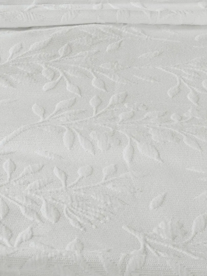 Dessus de lit jacquard motif feuillage - Blanc