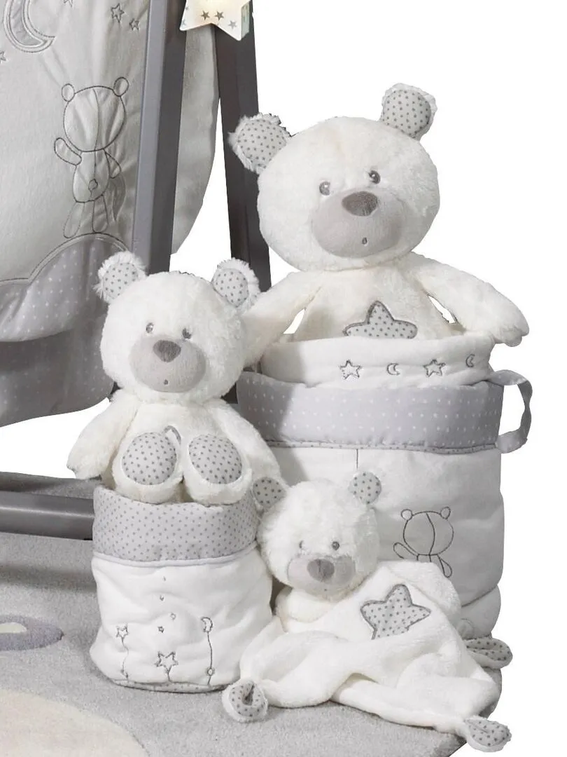 Doudou mouchoir Ours en velours blanc - SAUTHON - Blanc