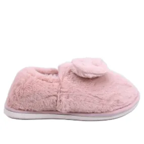 Emres Chaussons en fourrure rose avec nœud