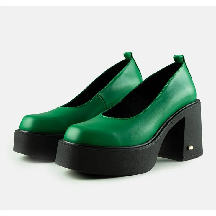 Escarpins en cuir vert Karino