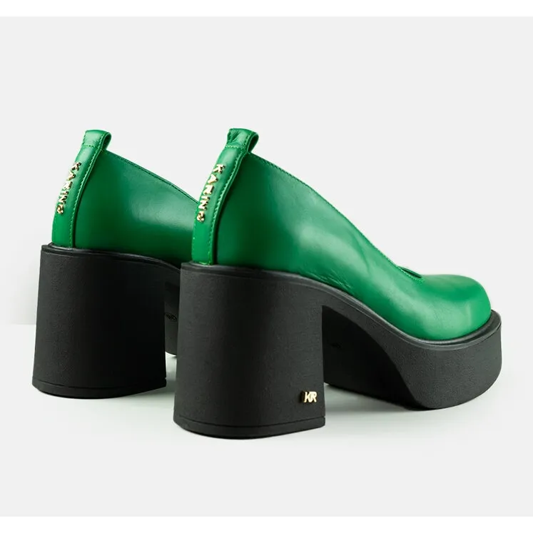 Escarpins en cuir vert Karino