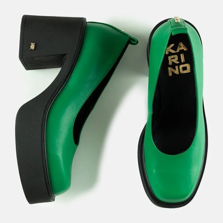 Escarpins en cuir vert Karino