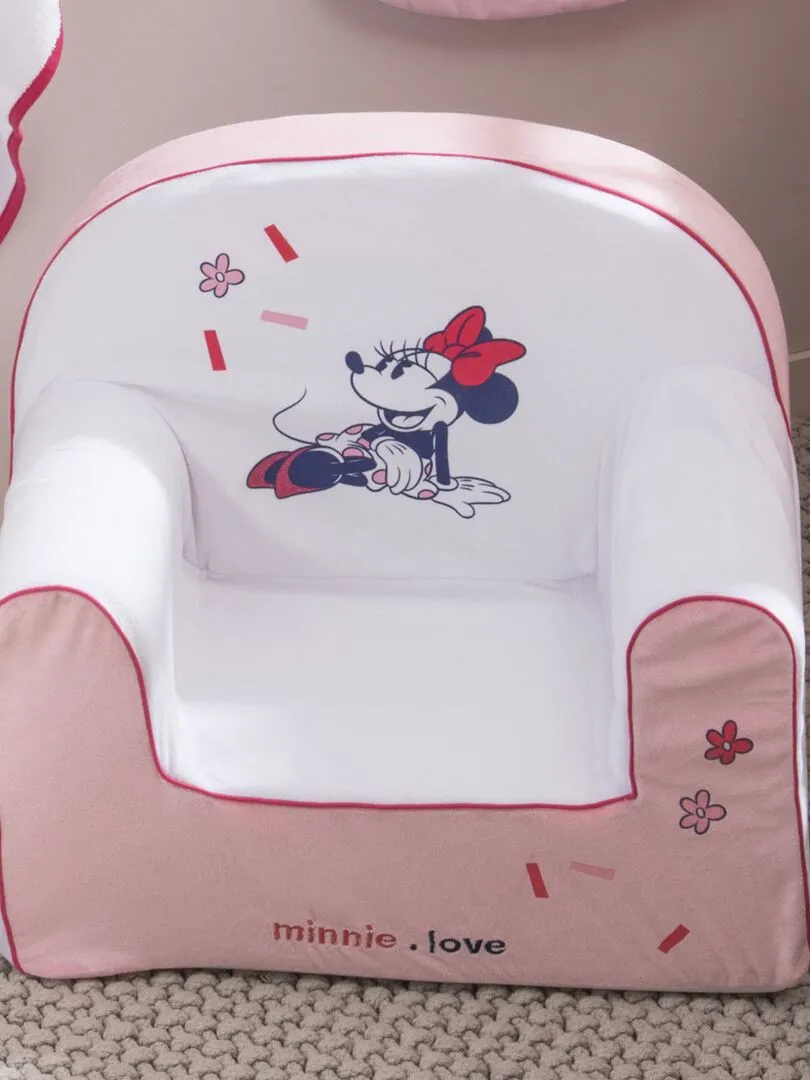 Fauteuil enfant droit en velours Minnie Confettis - 12 mois - Rose