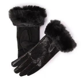 Gants fourrés motif serpent noir Femme BILL TORNADE à prix dégriffé ! 