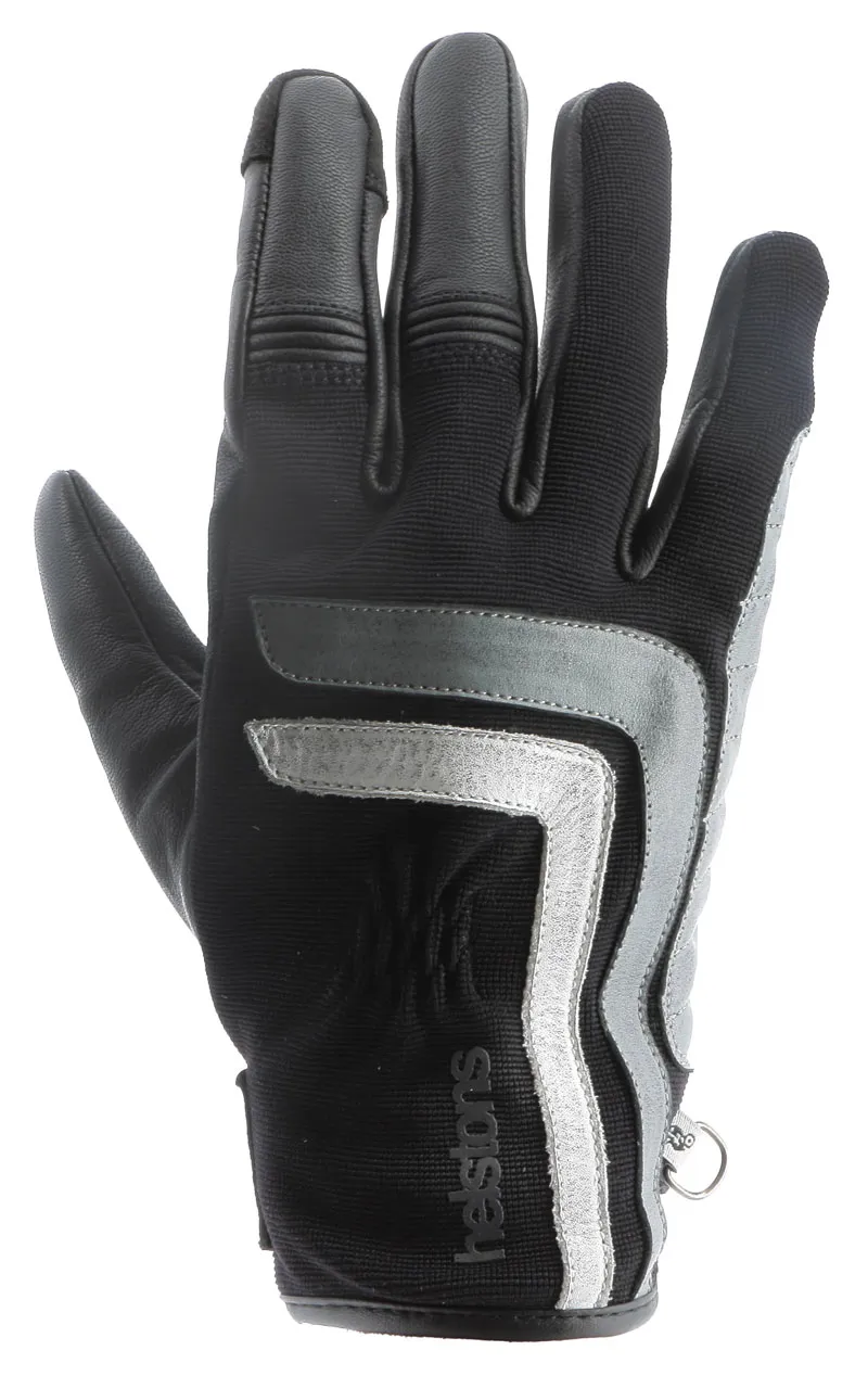 Gants Helstons Jeff été cuir 4ways noir gris blanc, gant moto