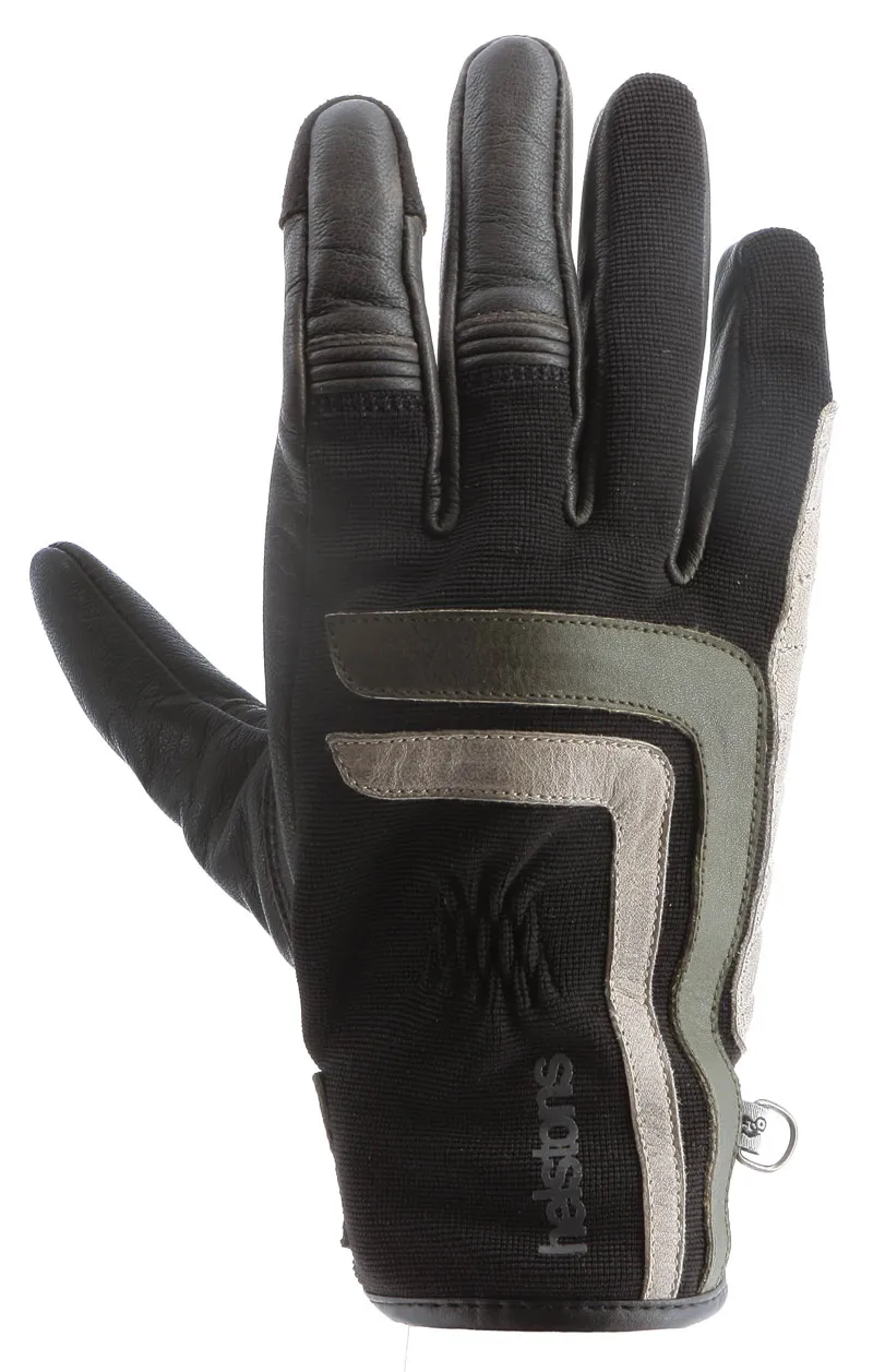 Gants Helstons Jeff été cuir 4ways noir kaki beige, gant moto