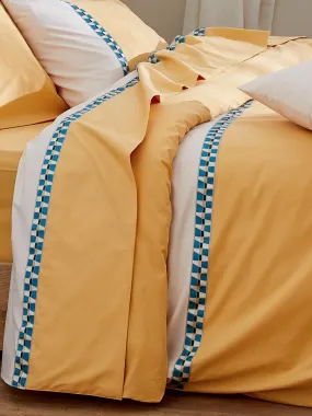 Housse de couette percale avec galon - Jaune