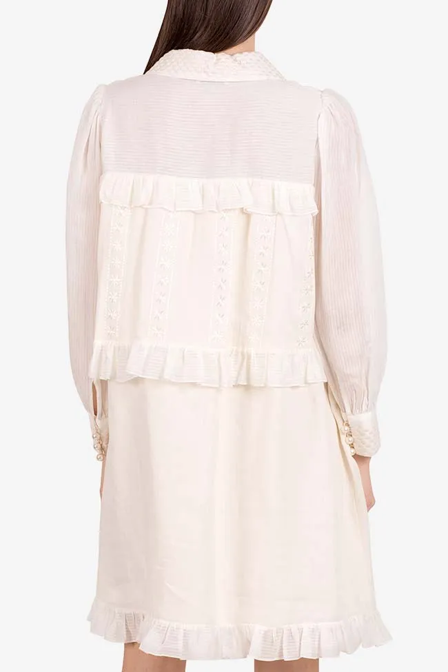 I Love Parlor Robe mini en coton brodé Marie Antoinette