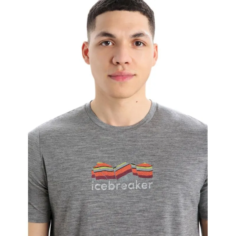 Icebreaker Tech Lite II SS Tee Mountain Geology - T-shirt en laine mérinos homme | Hardloop