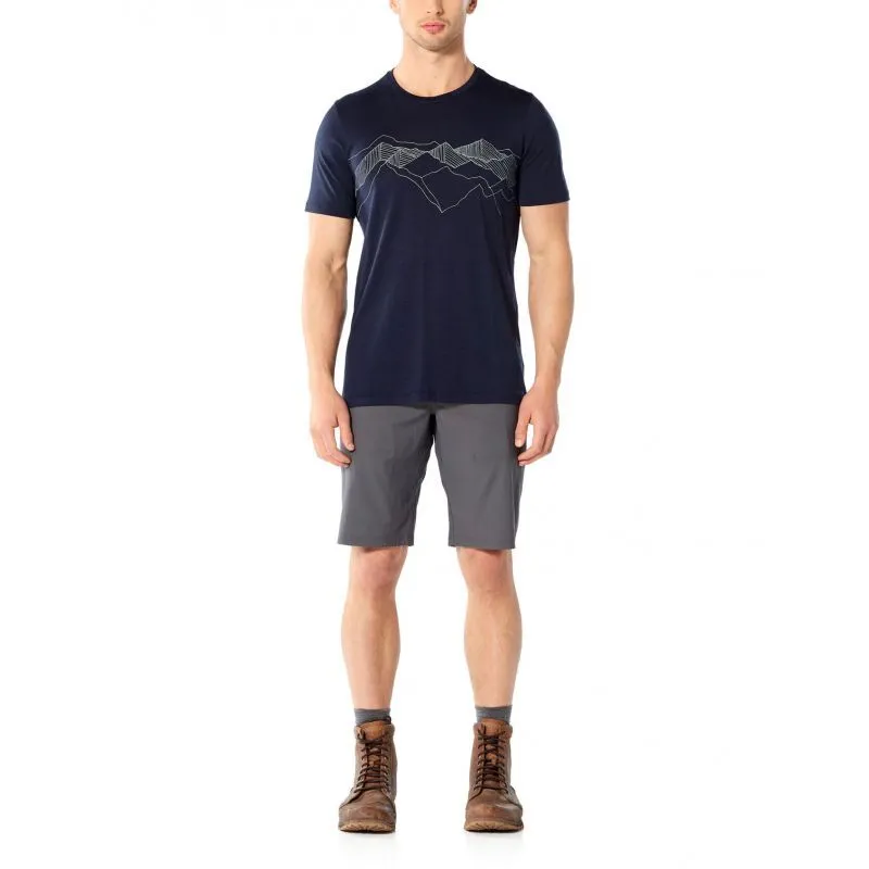 Icebreaker Tech Lite Short Sleeve Crewe Peak Patterns - T-shirt en laine mérinos homme I Hardloop | Hardloop