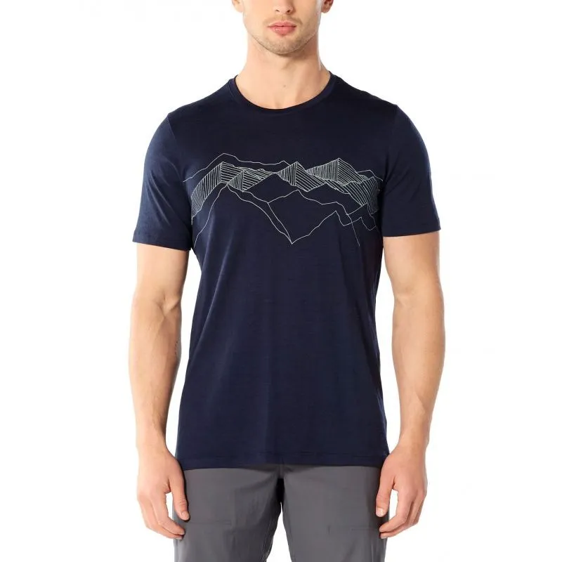 Icebreaker Tech Lite Short Sleeve Crewe Peak Patterns - T-shirt en laine mérinos homme I Hardloop | Hardloop