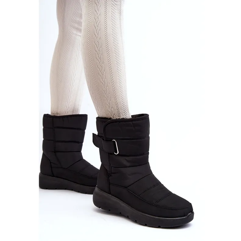 J. Star Bottes de neige isolées par velcro pour femmes noires Jawora le noir