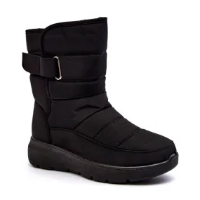 J. Star Bottes de neige isolées par velcro pour femmes noires Jawora le noir