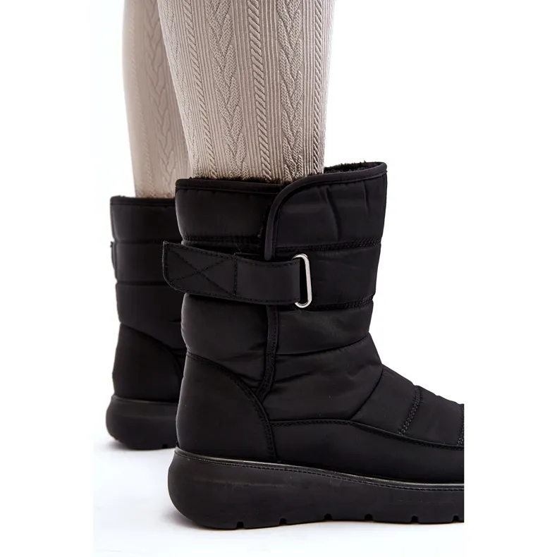 J. Star Bottes de neige isolées par velcro pour femmes noires Jawora le noir