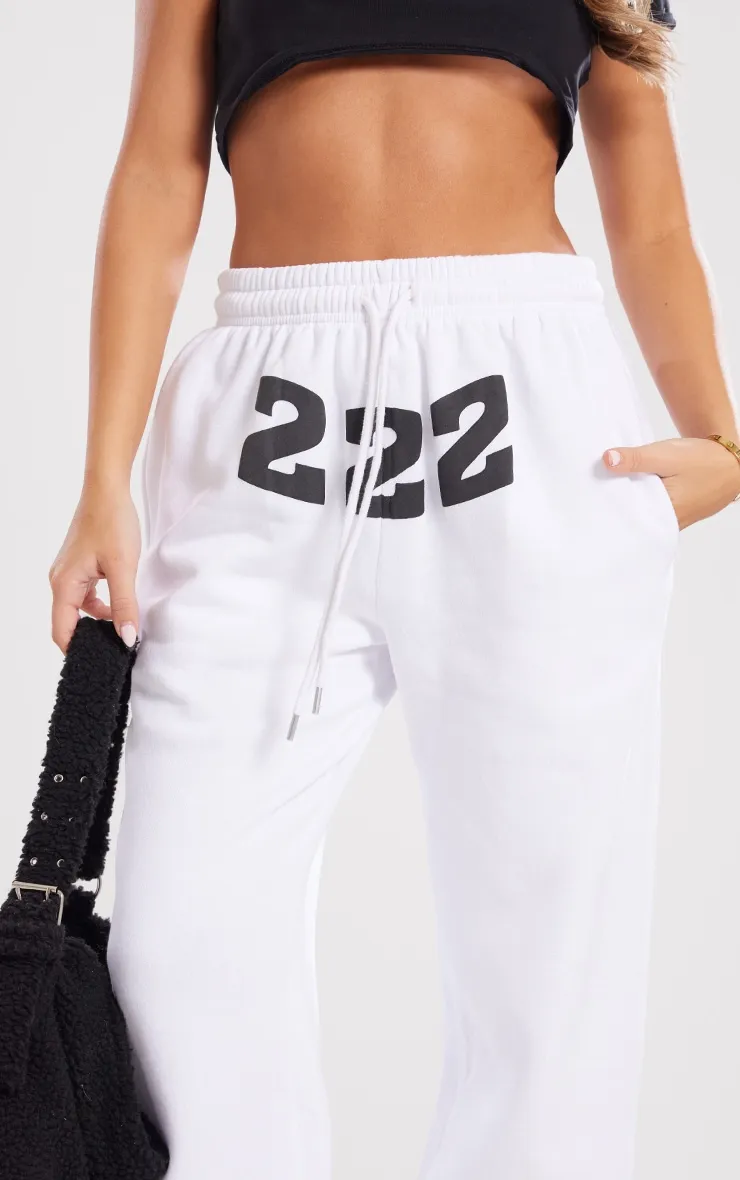 Jogging en sweat blanc imprimé 222