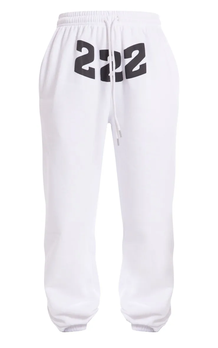 Jogging en sweat blanc imprimé 222