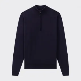 John Smedley : Polo Manches Longues Col Zip : Marine