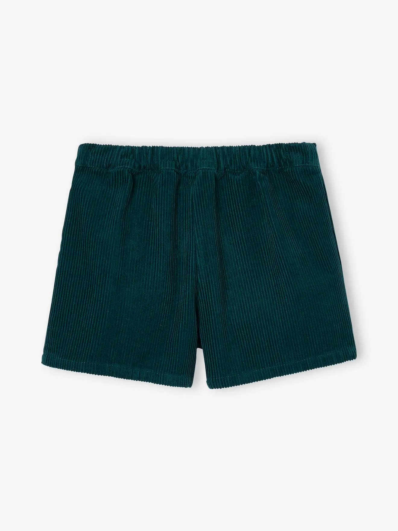 Jupe-short en velours côtelé fille effet portefeuille vert anglais - Vertbaudet