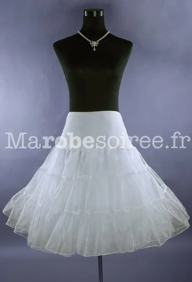 Jupon blanc pour robes mi-longue style rétro année 50's réf W16B en Tulle