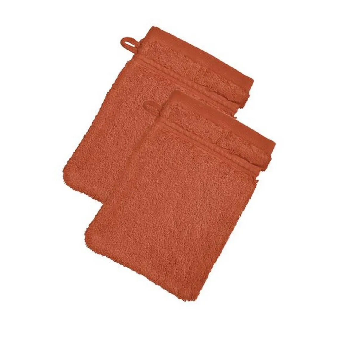 Lot de 2 gants de toilette 15x21  COTON D'EGYPTE orange terracotta en coton | 3 Suisses