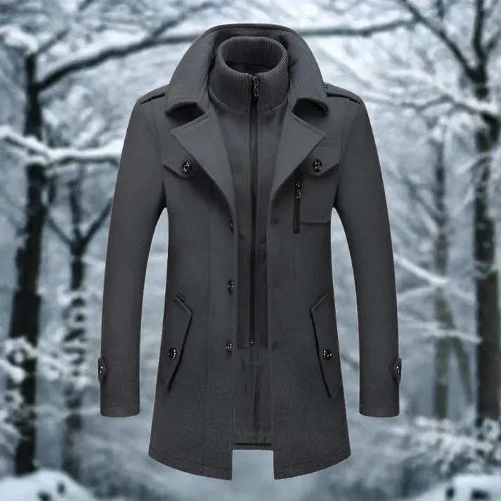 Manteau d'hiver épais avec col haut pour hommes