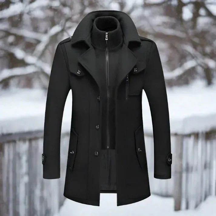 Manteau d'hiver épais avec col haut pour hommes