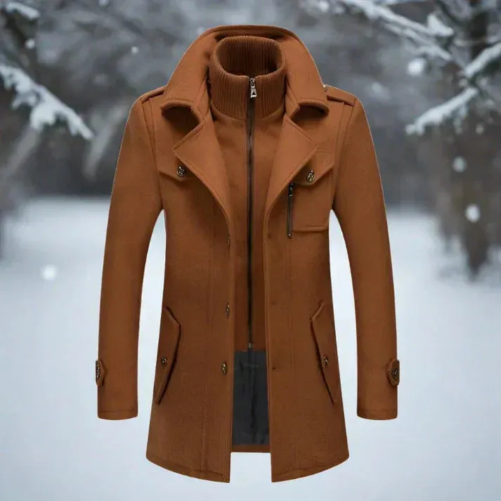 Manteau d'hiver épais avec col haut pour hommes