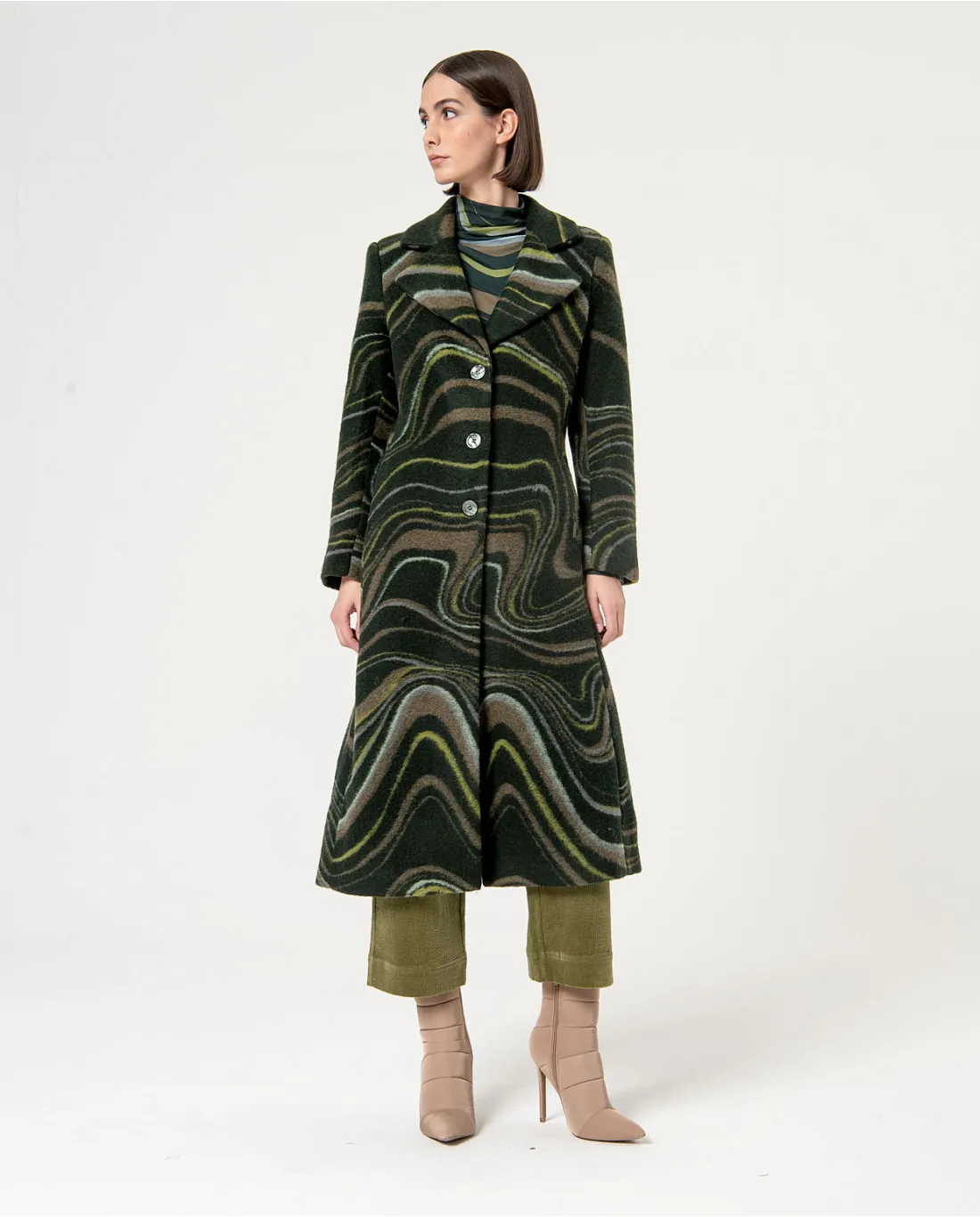 Manteau oversize imprimé vagues Vert