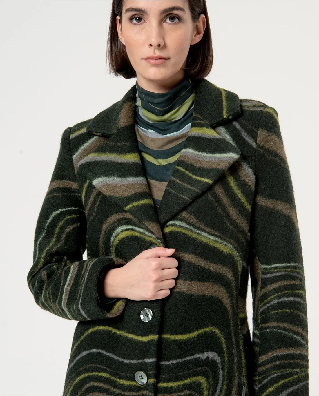 Manteau oversize imprimé vagues Vert