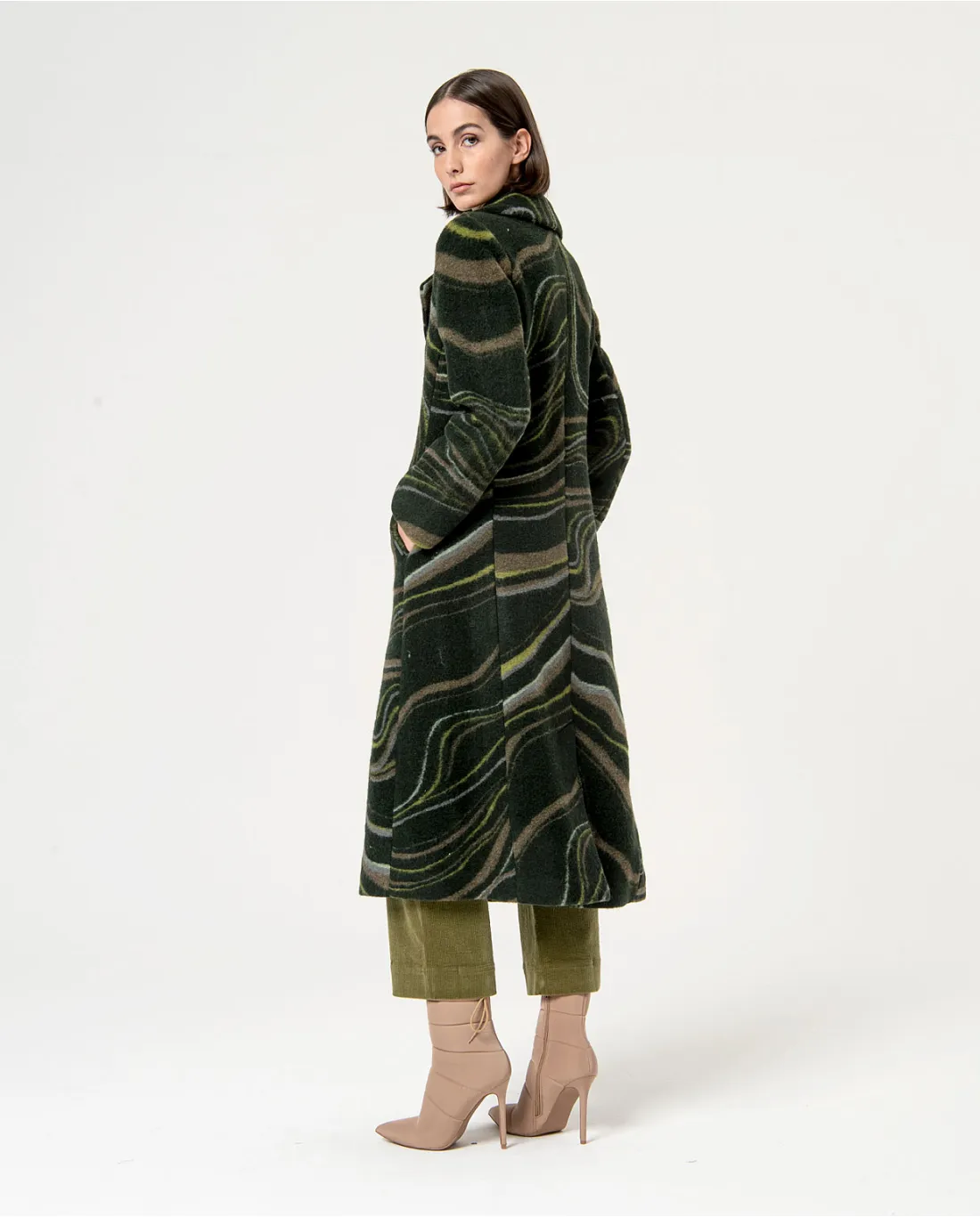 Manteau oversize imprimé vagues Vert