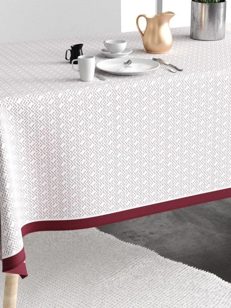 Nappe rectangulaire anti tache en Coton - Barba Prune - Blanc