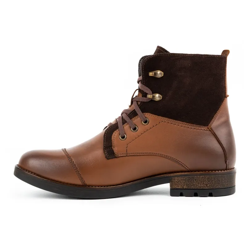 Olivier Bottes d'hiver en cuir pour hommes 7004KB marron brun