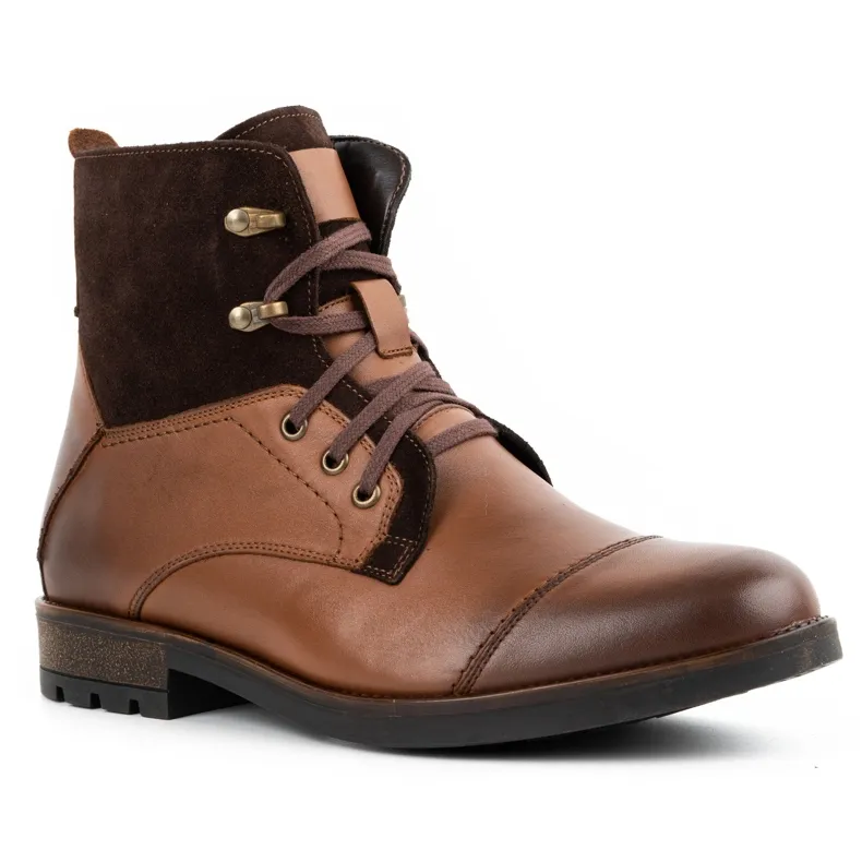 Olivier Bottes d'hiver en cuir pour hommes 7004KB marron brun