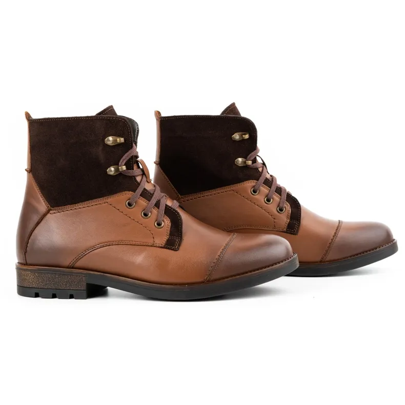 Olivier Bottes d'hiver en cuir pour hommes 7004KB marron brun