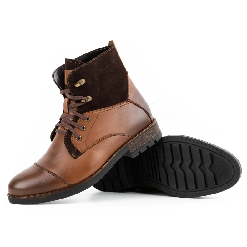 Olivier Bottes d'hiver en cuir pour hommes 7004KB marron brun