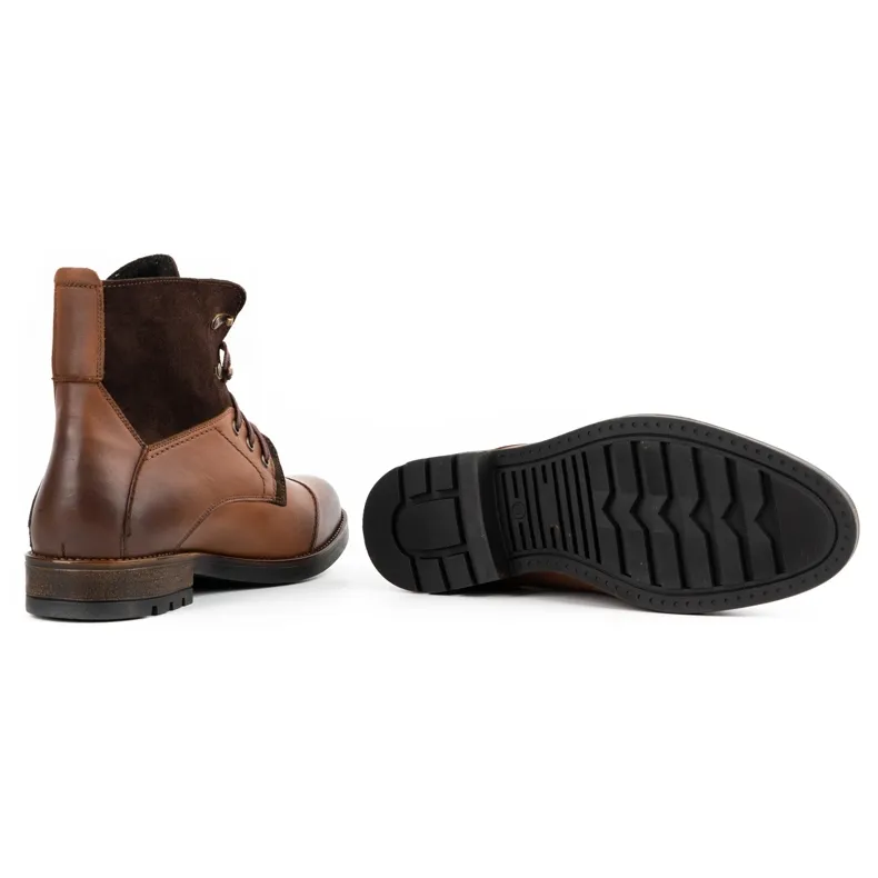 Olivier Bottes d'hiver en cuir pour hommes 7004KB marron brun