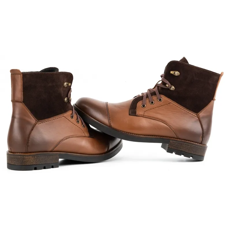 Olivier Bottes d'hiver en cuir pour hommes 7004KB marron brun