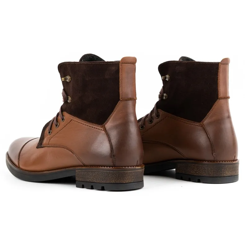 Olivier Bottes d'hiver en cuir pour hommes 7004KB marron brun