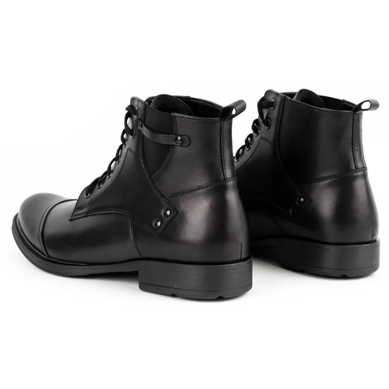 Olivier Bottes d'hiver en cuir pour hommes 7005KB noir le noir