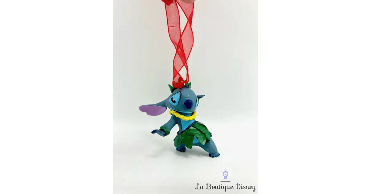 Ornement Noël Stitch Hula Disney Parks Disneyland Lilo et Stitch jupe feuilles boule suspension