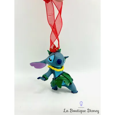 Ornement Noël Stitch Hula Disney Parks Disneyland Lilo et Stitch jupe feuilles boule suspension