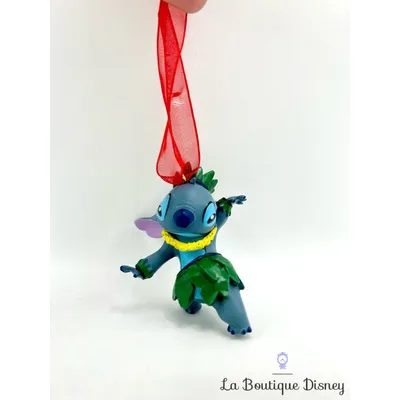 Ornement Noël Stitch Hula Disney Parks Disneyland Lilo et Stitch jupe feuilles boule suspension