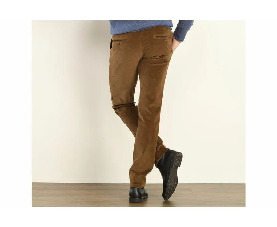 Pantalon chino velours côtelé homme Camel Foncé Norman