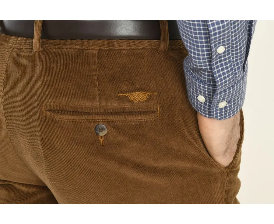 Pantalon chino velours côtelé homme Camel Foncé Norman