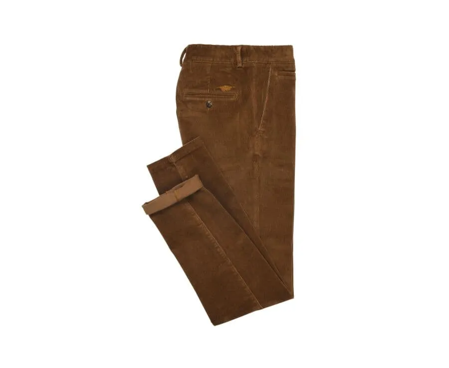 Pantalon chino velours côtelé homme Camel Foncé Norman