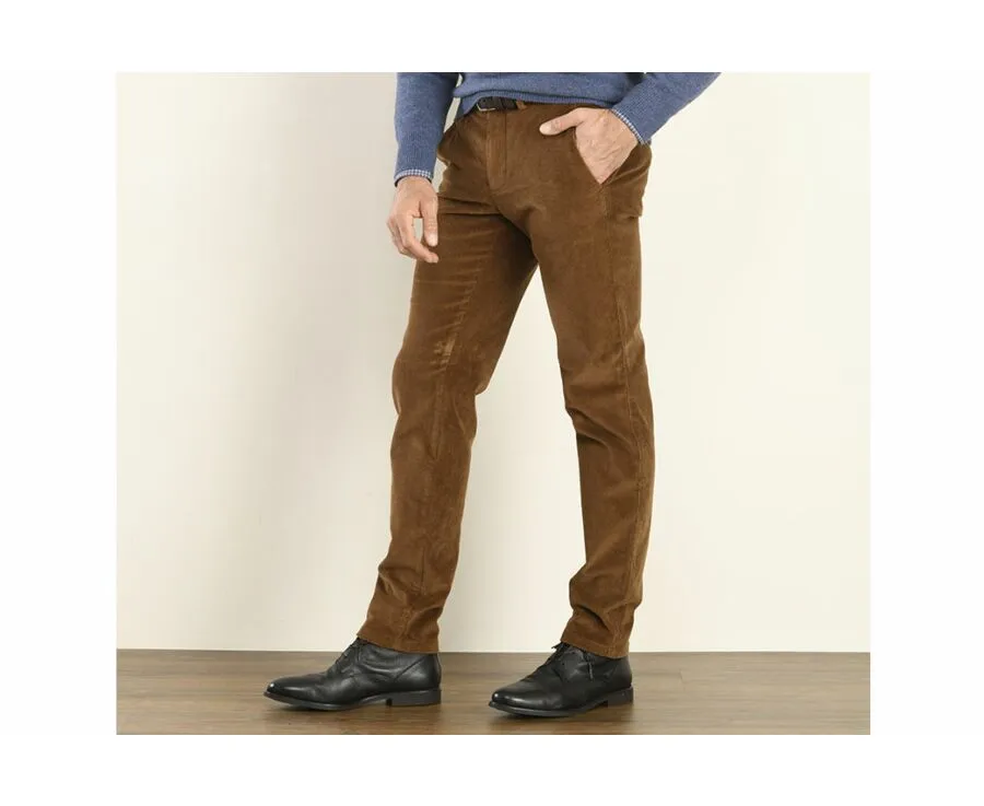 Pantalon chino velours côtelé homme Camel Foncé Norman